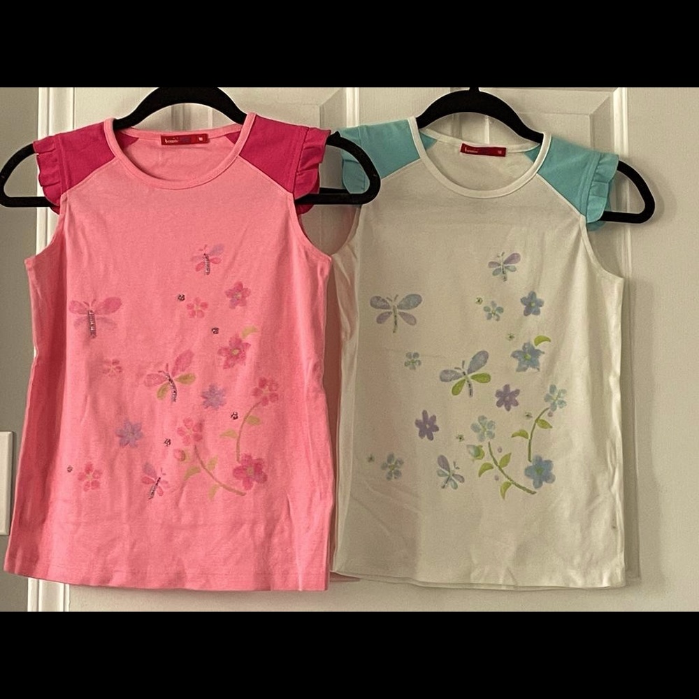 2 pcs - Kids Butterfly Design Summer Top - NEW Outdoor Wear